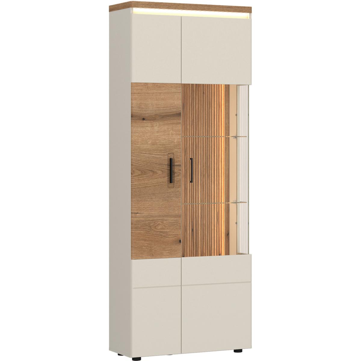 Vitrine Modena Eiche Dekor B: 75cm - Kaschmir/Eichefarben, Basics, Glas/Holzwerkstoff (75/201,5/35,6cm) - Hom`in