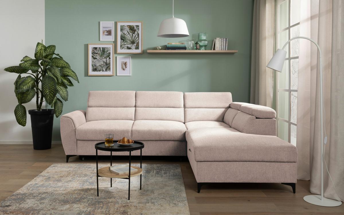 Ecksofa Lapis Creme S: 255/217 cm - Creme/Schwarz, KONVENTIONELL, Textil (255/217cm) - MID.YOU