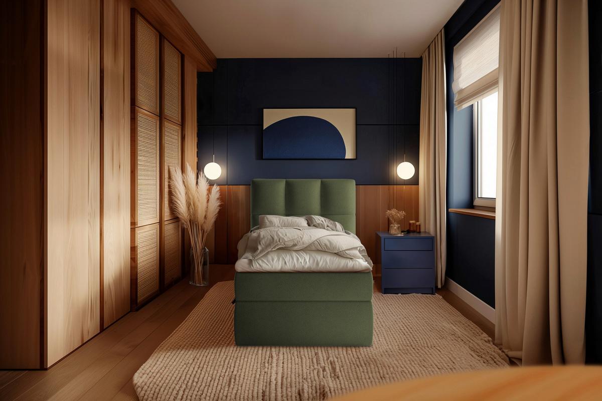 Boxbett Polly - Dunkelgrün/Schwarz, MODERN, Holz/Holzwerkstoff (90/200cm) - MID.YOU