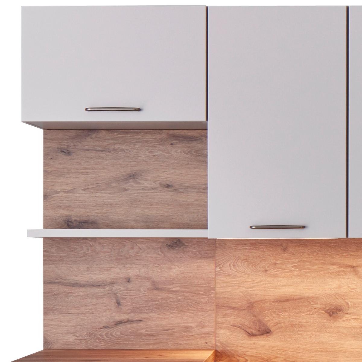 Küchenzeile Fontana Ohne Geräte 295 Cm Steingrau - Eichefarben, MODERN, Holzwerkstoff (295cm)
