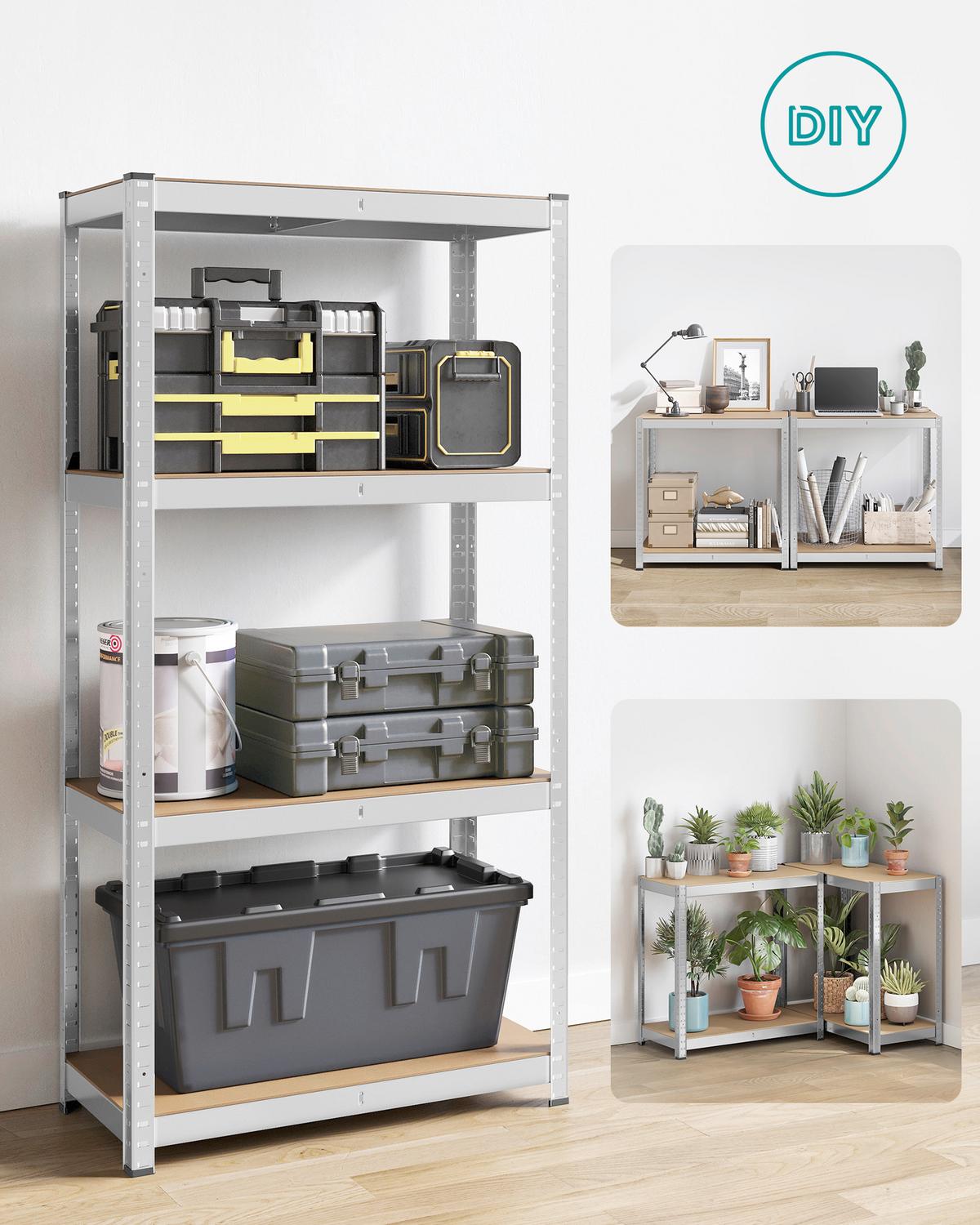 Schwerlastregal Shelving Naturfarben/Silberfarben 80 cm - Silberfarben/Naturfarben, Basics, Holzwerkstoff/Metall (80/160/40cm)