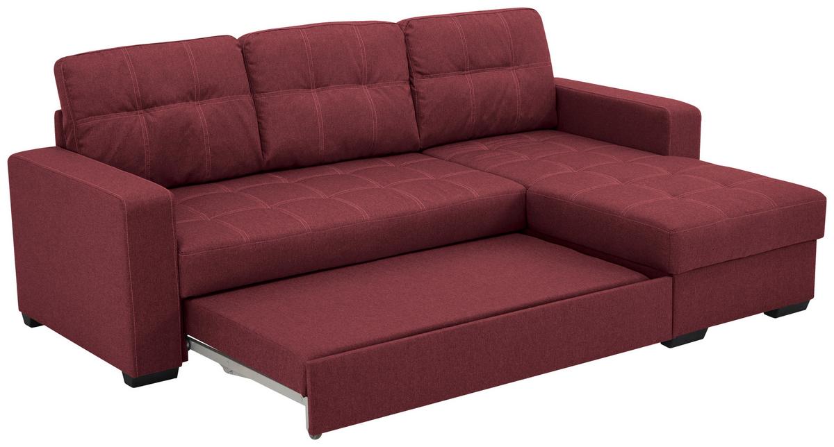 Eckschlafsofa Mediolan Rot S: 240x160 cm - Rot/Schwarz, Design, Textil (240/160cm) - Livetastic