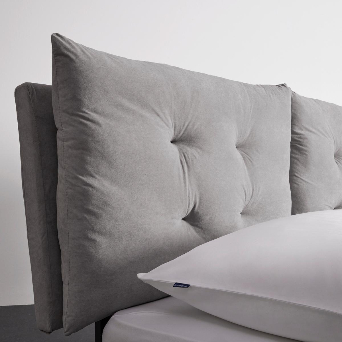 Posteľ s čalúneným čelom Dreamy, 180x200, svetlá sivá - čierna/svetlosivá, Modern, kov/drevo (180/200cm) - P & B