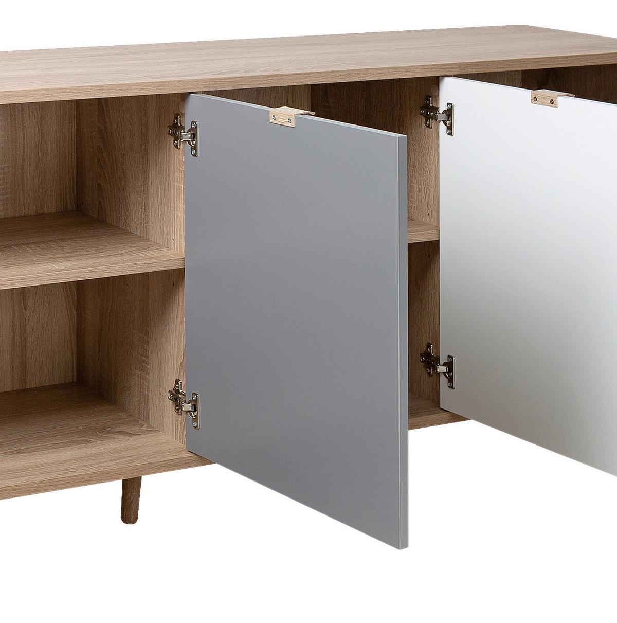 Sideboard Dekor 180 Cm Cube 56-Trend, Eiche/farbig - Eichefarben/Petrol, Trend, Holzwerkstoff (180/71/40cm) - MID.YOU
