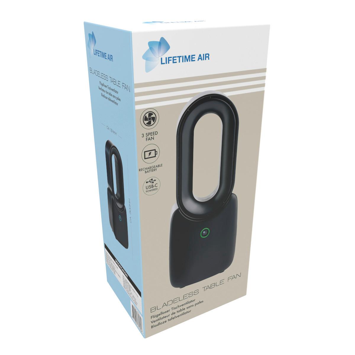 Tischventilator Fan Table Bladeless USB - Schwarz, MODERN, Kunststoff (12,4/30/9cm)