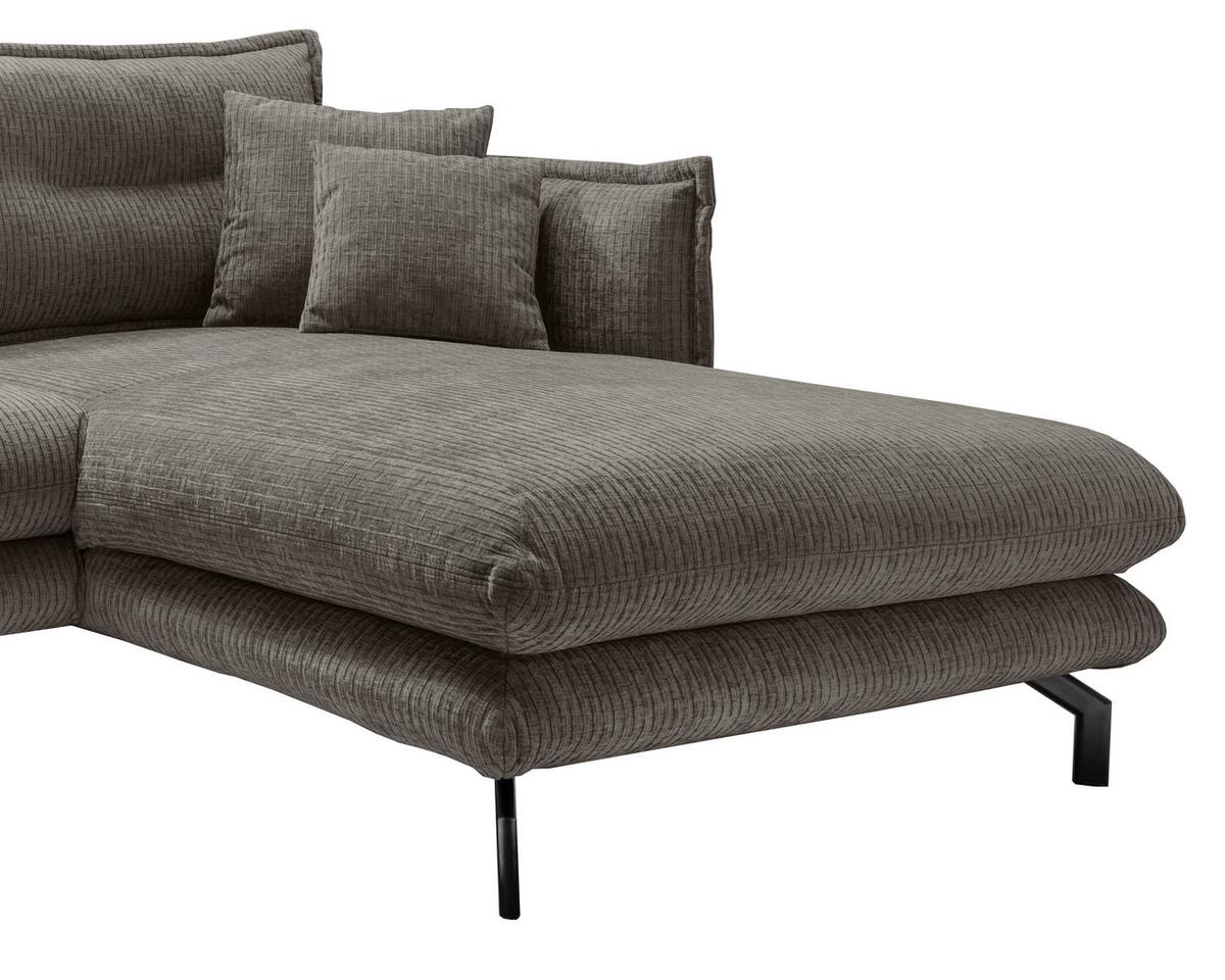 Ecksofa Lava Graubraun S: 255x180 cm - Graubraun/Schwarz, Design, Textil (255/180cm) - Livetastic