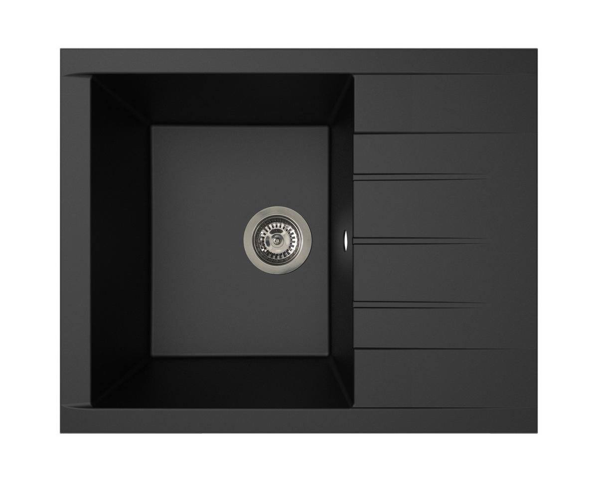 Spüle Houston Schwarz 62x21 Cm - Schwarz, Basics, Glas/Kunststoff (62/21/50cm) - Respekta