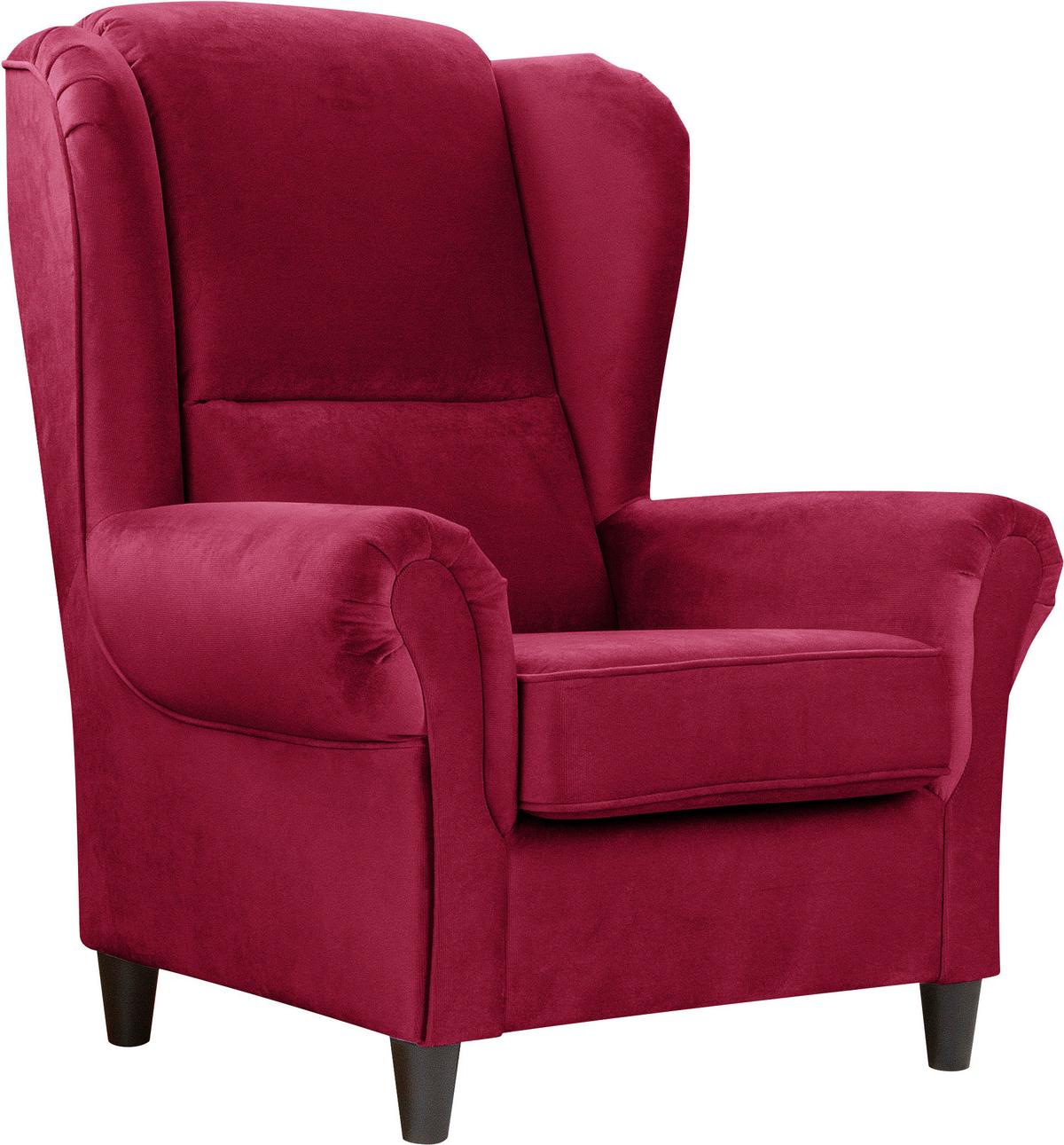 Ohrensessel Baron Bordeaux B: 94 Cm - Bordeaux/Schwarz, Design, Textil (94/112/92cm) - MID.YOU