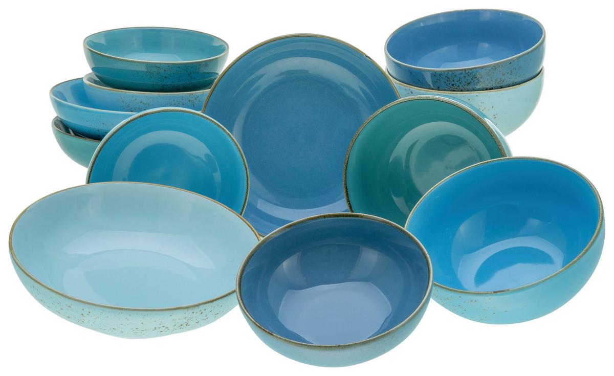 Schüsselset Keramik Blau 12-Teilig - Blau, Basics, Keramik - Creatable