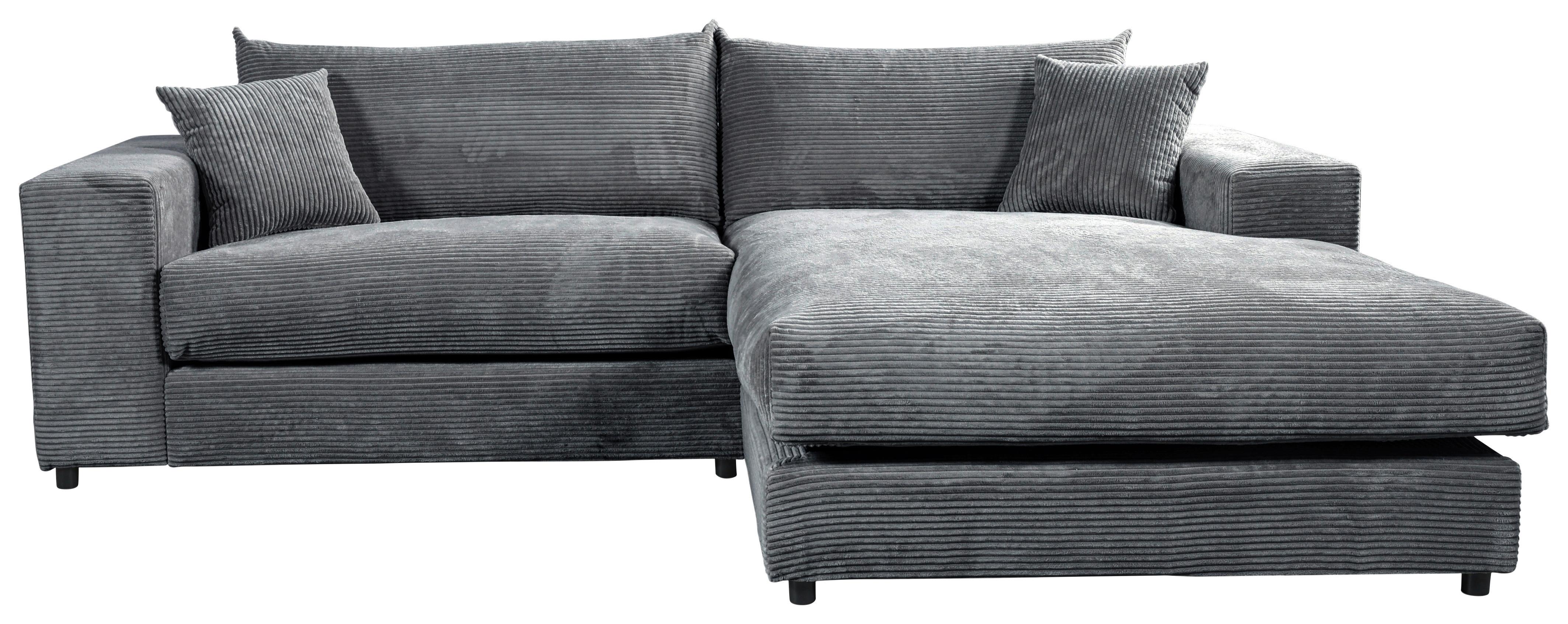 Ecksofa Funny S Rechts Dunkelgrau S: 265x180 cm - Dunkelgrau/Schwarz, Basics, Textil (265/180cm) - Livetastic
