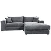 Ecksofa Funny S Rechts Dunkelgrau S: 265x180 cm - Dunkelgrau/Schwarz, Basics, Textil (265/180cm) - Livetastic