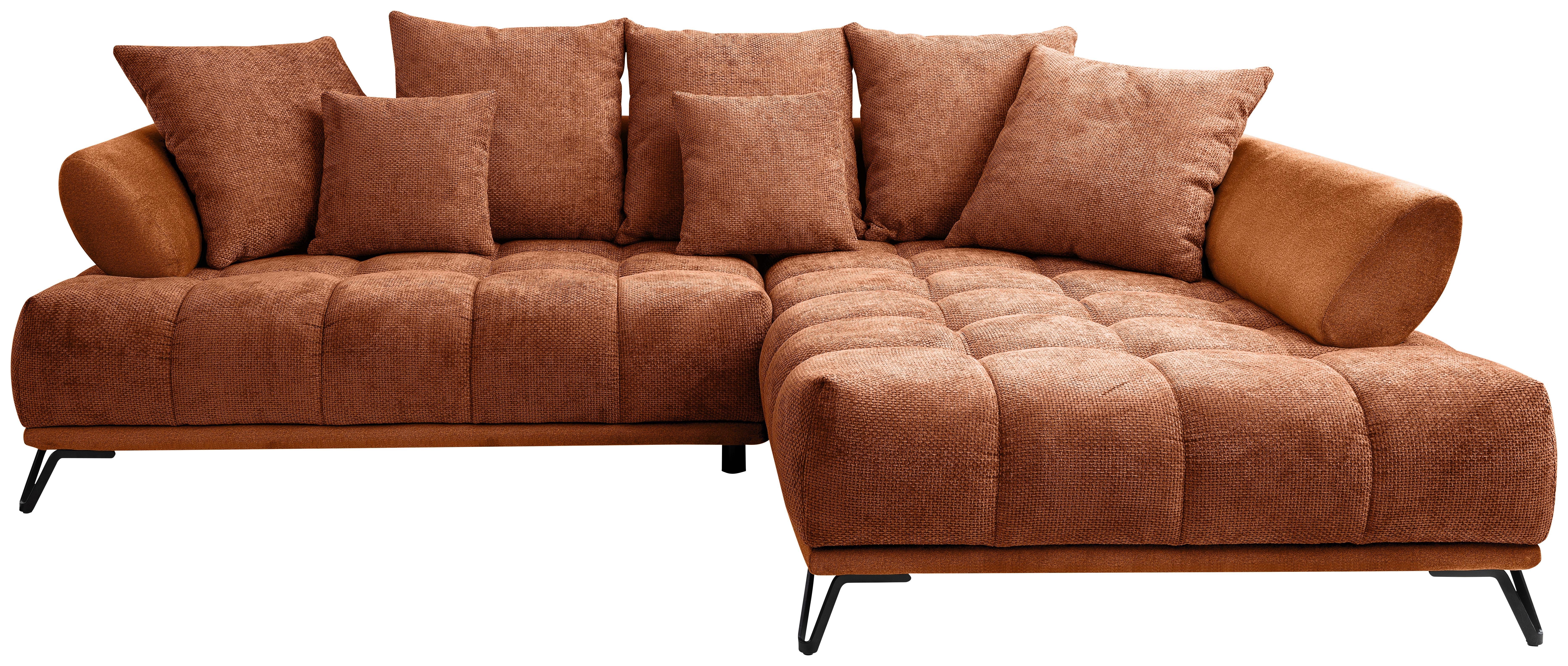 Ecksofa LARGO N Kupferfarben S: 262x184 cm - Schwarz/Kupferfarben, MODERN, Textil (262/184cm) - MID.YOU