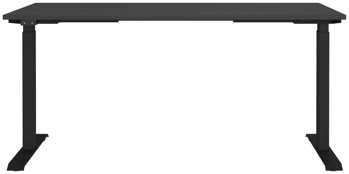 Schreibtisch Schwarz/Graphitfarben L: 160cm - Schwarz/Graphitfarben, MODERN, Holzwerkstoff/Metall (160/80/72-120cm) - Germania