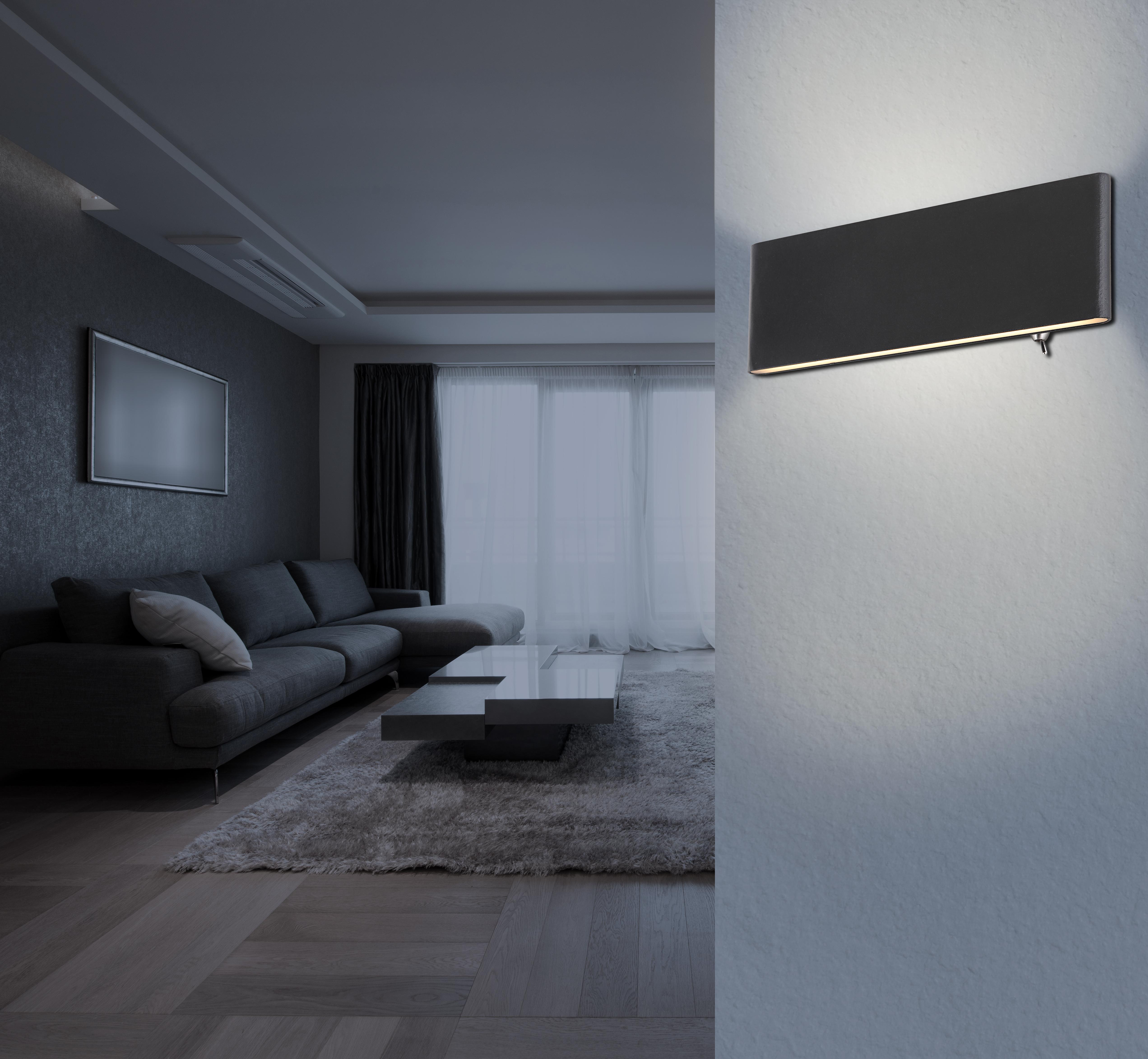 LED-Wandleuchte 1-Flammig mit Kippschalter - Opal/Schwarz, Design, Kunststoff/Metall (22,5/4,5/8cm) - Globo