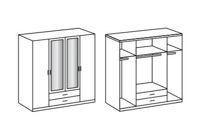 Drehtürenschrank Mit Spiegel 180cm Osaka, Weiß Dekor - Weiß, KONVENTIONELL, Glas/Holzwerkstoff (180/199/58cm) - MID.YOU