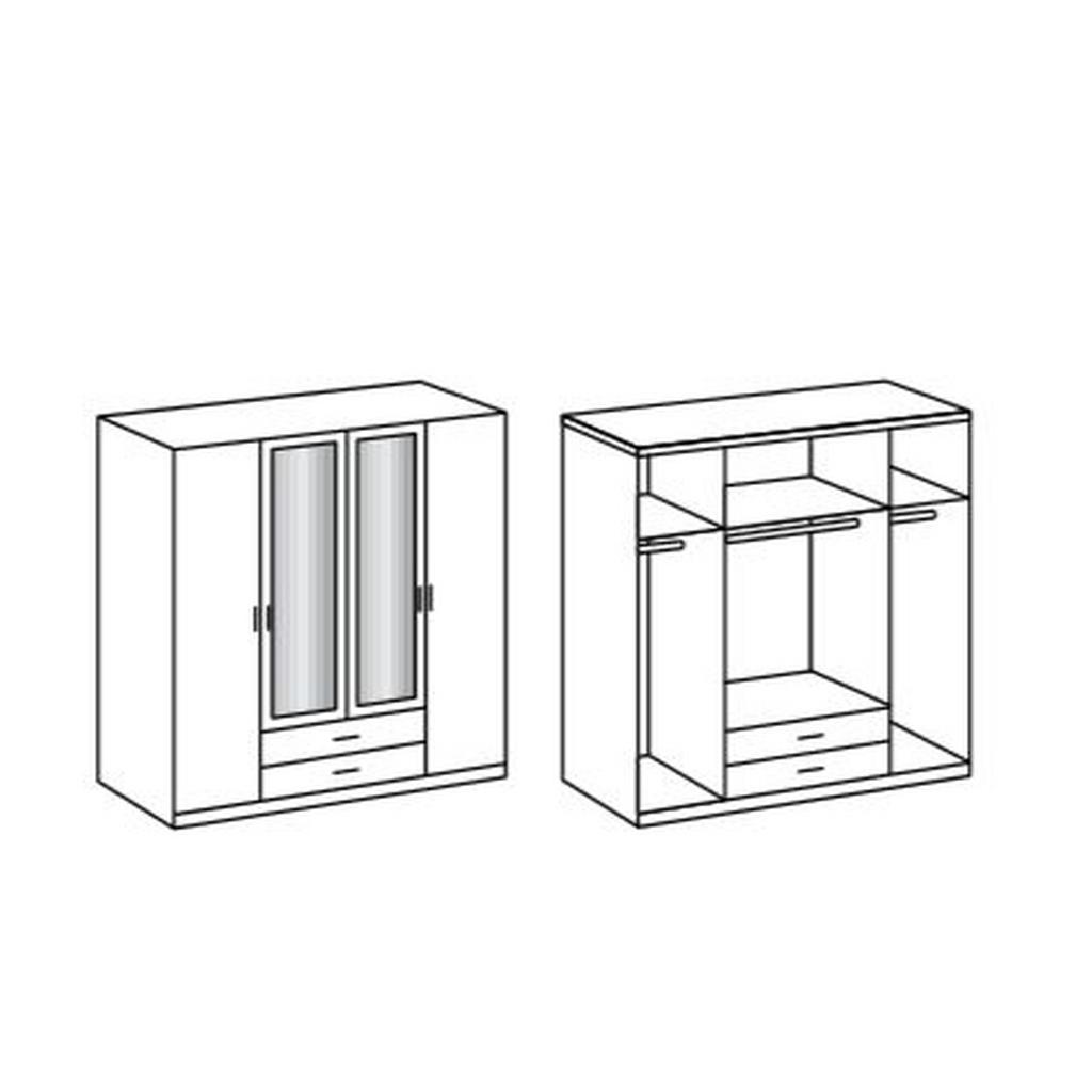 Drehtürenschrank Mit Spiegel 180cm Osaka, Weiß Dekor