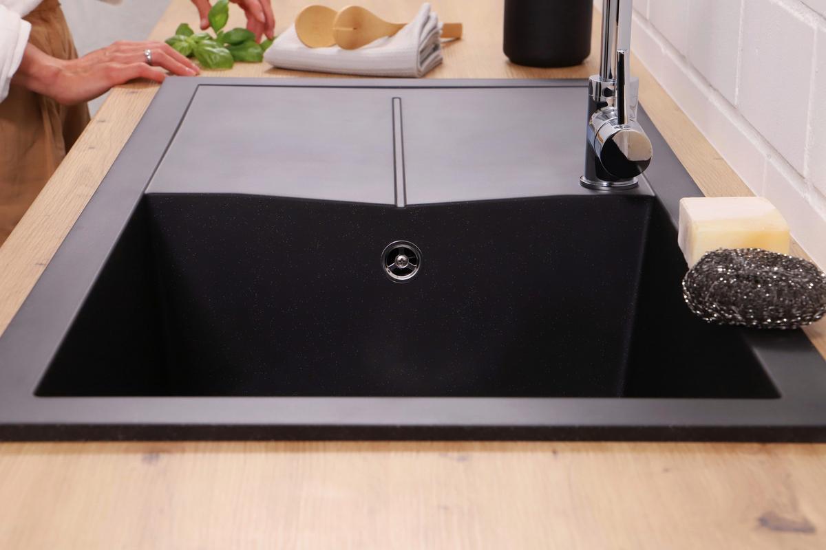 Spüle Cleveland Schwarz 100x21,4 Cm - Schwarz, Basics, Glas/Kunststoff (100/21,4/50cm) - Respekta