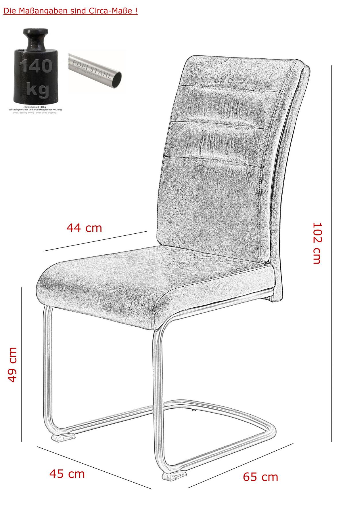 Schwingstuhl-Set Paula S - Edelstahlfarben/Schlammfarben, MODERN, Textil/Metall (45/102/65cm) - MID.YOU