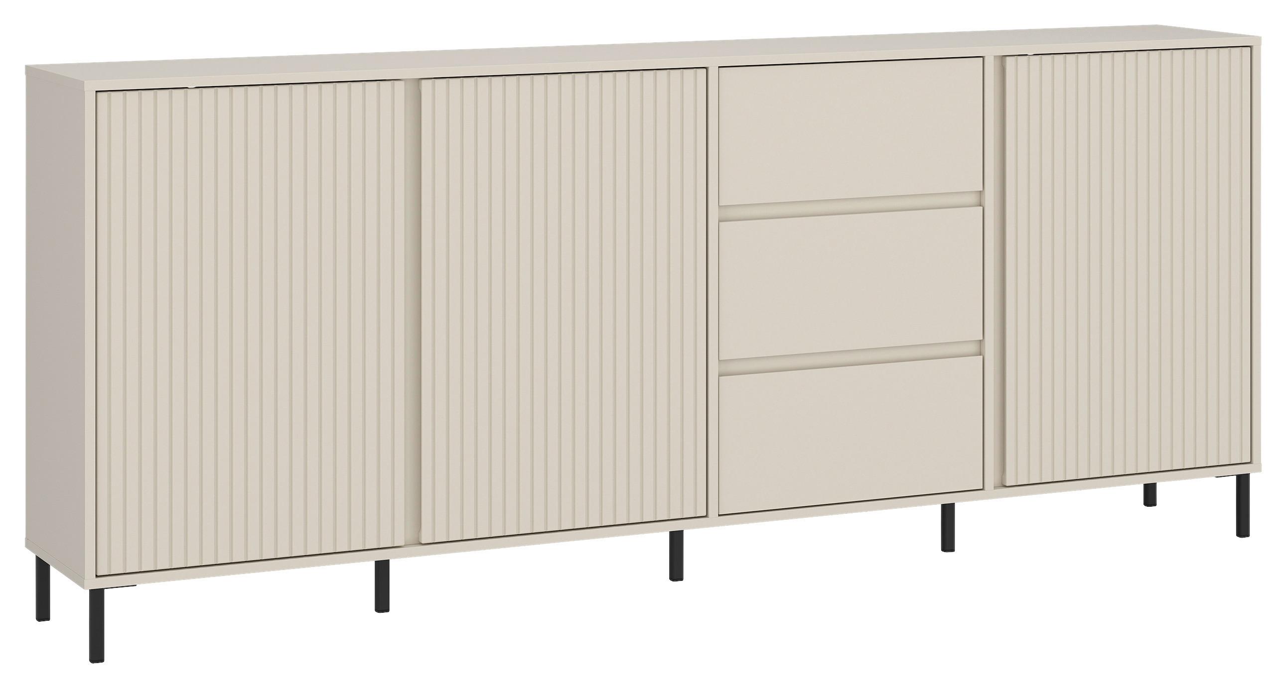 Kommode Avenale Kaschmir B: 212 Cm - Kaschmir/Schwarz, Trend, Holzwerkstoff (212/91,6/40cm)