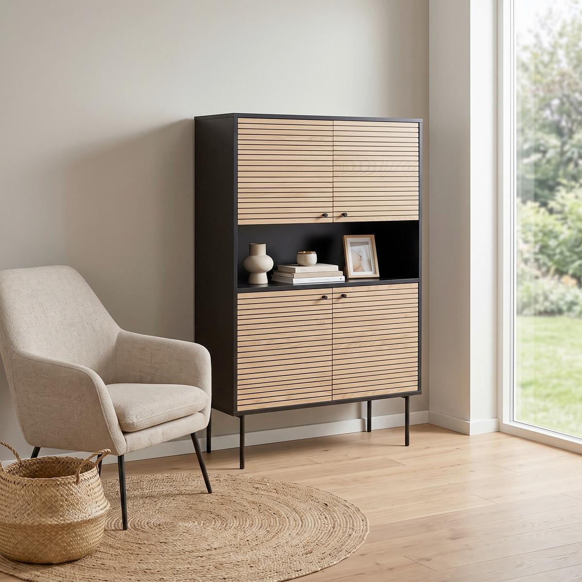 Livetastic HIGHBOARD Schwarz, Eichefarben B: 100cm online kaufen ➤ Möbelix