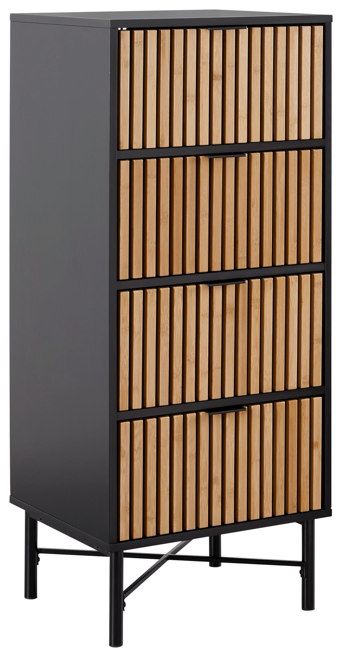 Komoda so zásuvkami MADRID - čierna/prírodná farba, Modern, kov/drevo (48/114/40cm) - Mömax