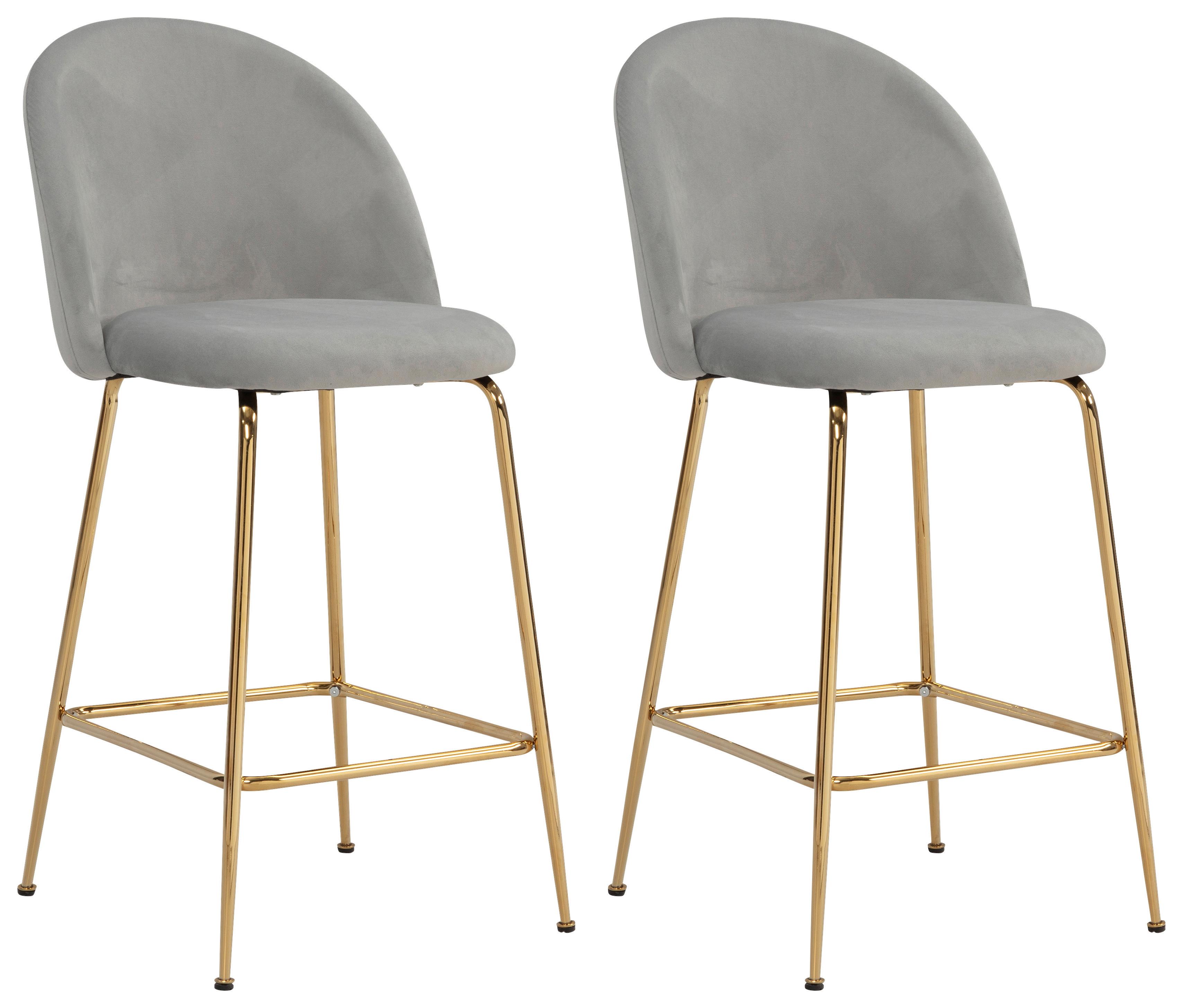 Barhocker Grau B: 50 Cm - Goldfarben/Grau, Design, Textil/Metall (50/102/50cm) - MID.YOU