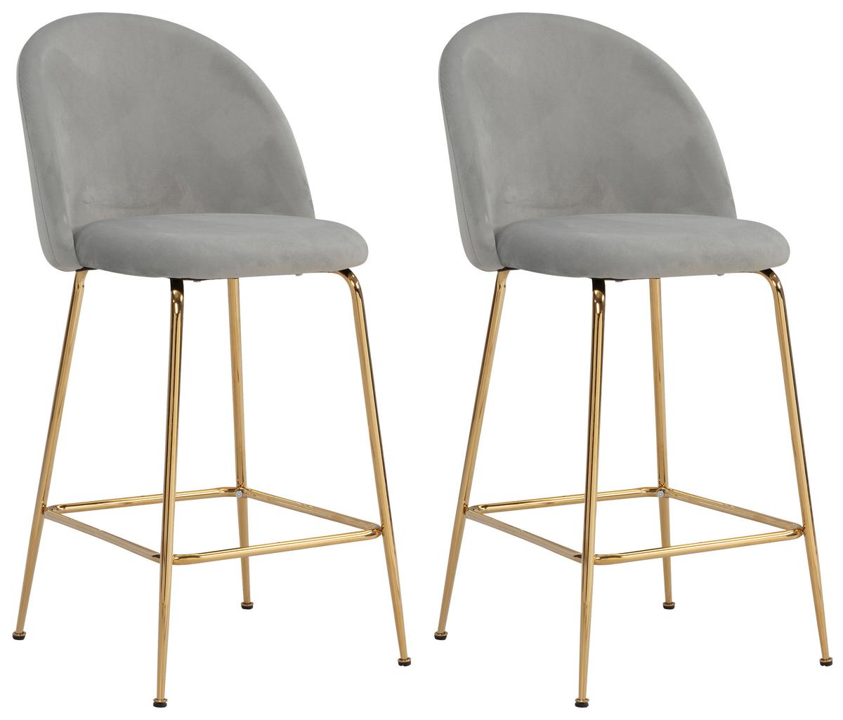 Barhocker Grau B: 50 Cm - Goldfarben/Grau, Design, Textil/Metall (50/102/50cm) - MID.YOU
