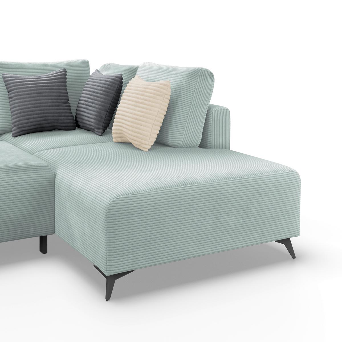Ecksofa Mit Schlaffunktion Lincoln Mint Cord 270x212 Cm - Creme/Schwarz, MODERN, Textil (270/212cm)