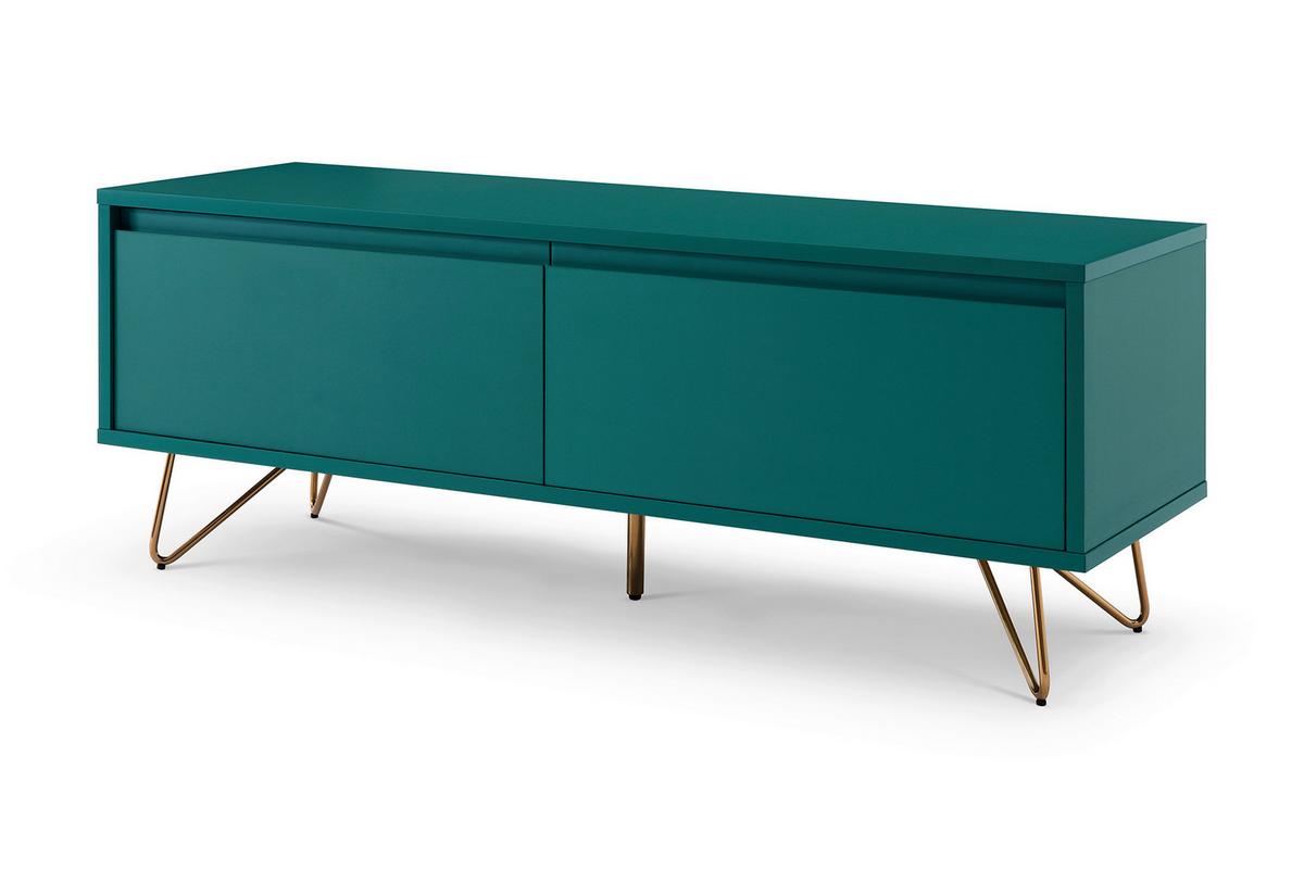 Lowboard Blau B: 120cm - Blau/Messingfarben, Design, Holzwerkstoff (120/45/40cm) - Livetastic