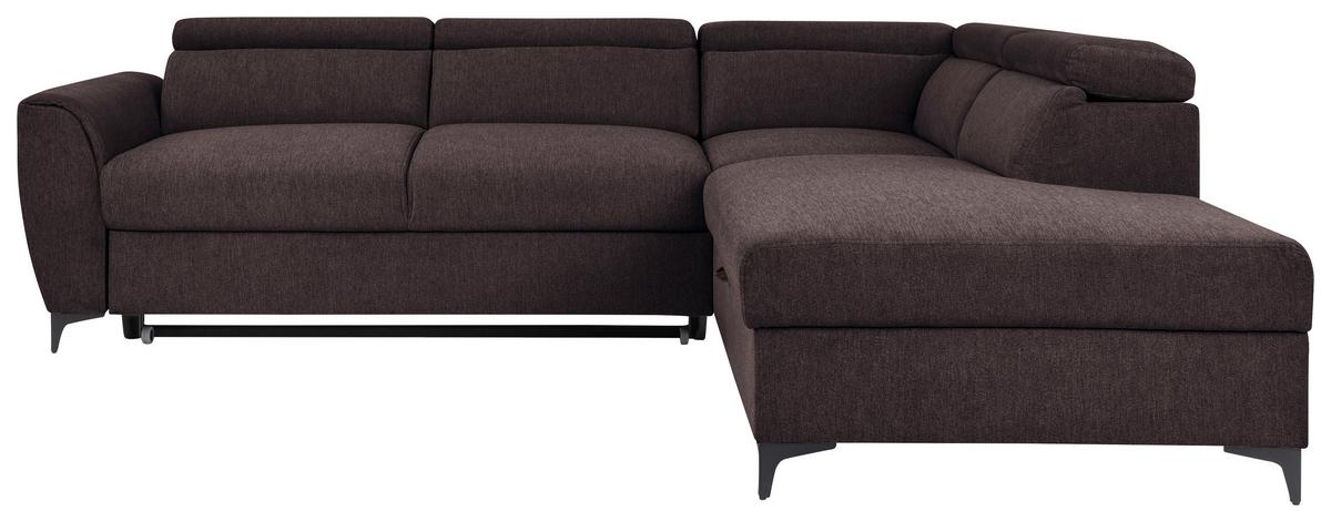 Ecksofa Lapis Dunkelbraun S: 255/217 cm - Dunkelbraun/Schwarz, KONVENTIONELL, Textil (255/217cm) - MID.YOU