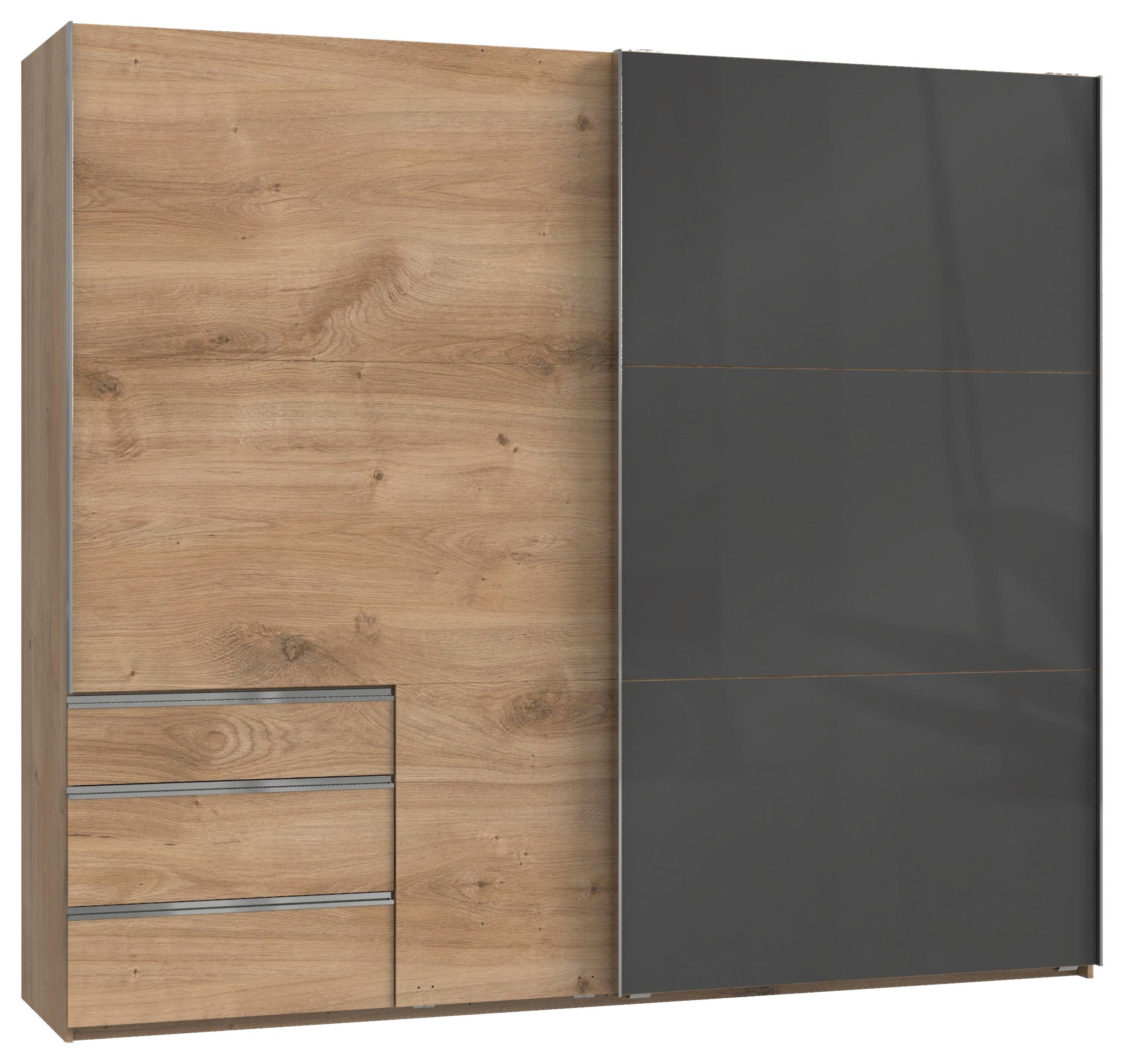 Schwebetürenschrank Mit Laden B:250cm Level Grau/eiche Dekor - Eichefarben/Grau, MODERN, Holzwerkstoff (250/216/65cm) - MID.YOU