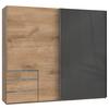 Schwebetürenschrank Mit Laden B:250cm Level Grau/eiche Dekor - Eichefarben/Grau, MODERN, Holzwerkstoff (250/216/65cm) - MID.YOU