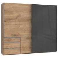Schwebetürenschrank Mit Laden B:250cm Level Grau/eiche Dekor - Eichefarben/Grau, MODERN, Holzwerkstoff (250/216/65cm) - MID.YOU