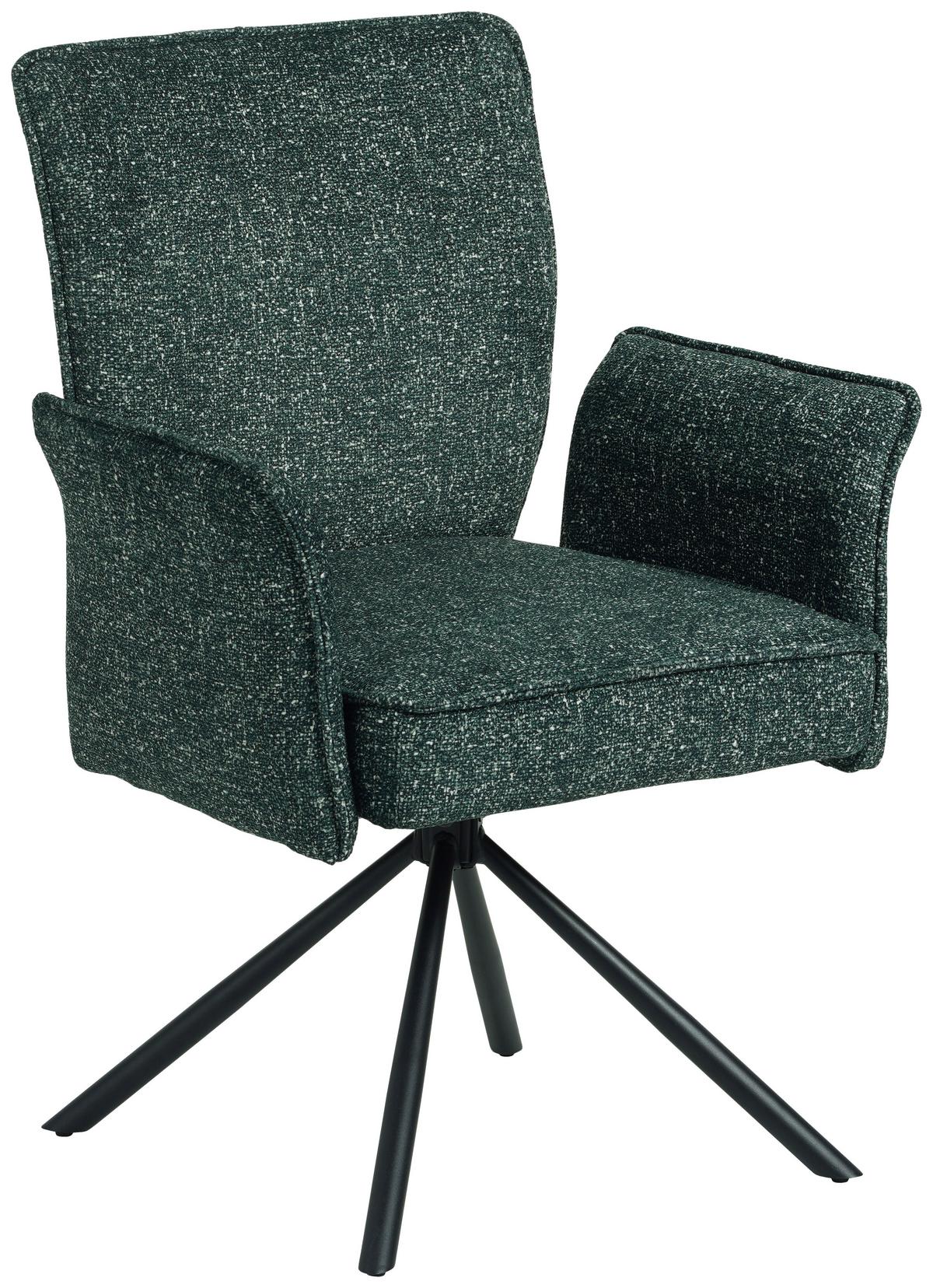 Vierfußstuhl Ellen II Webstoff Grün, B: 49 cm - Schwarz/Grün, MODERN, Textil/Metall (49/90/60cm)