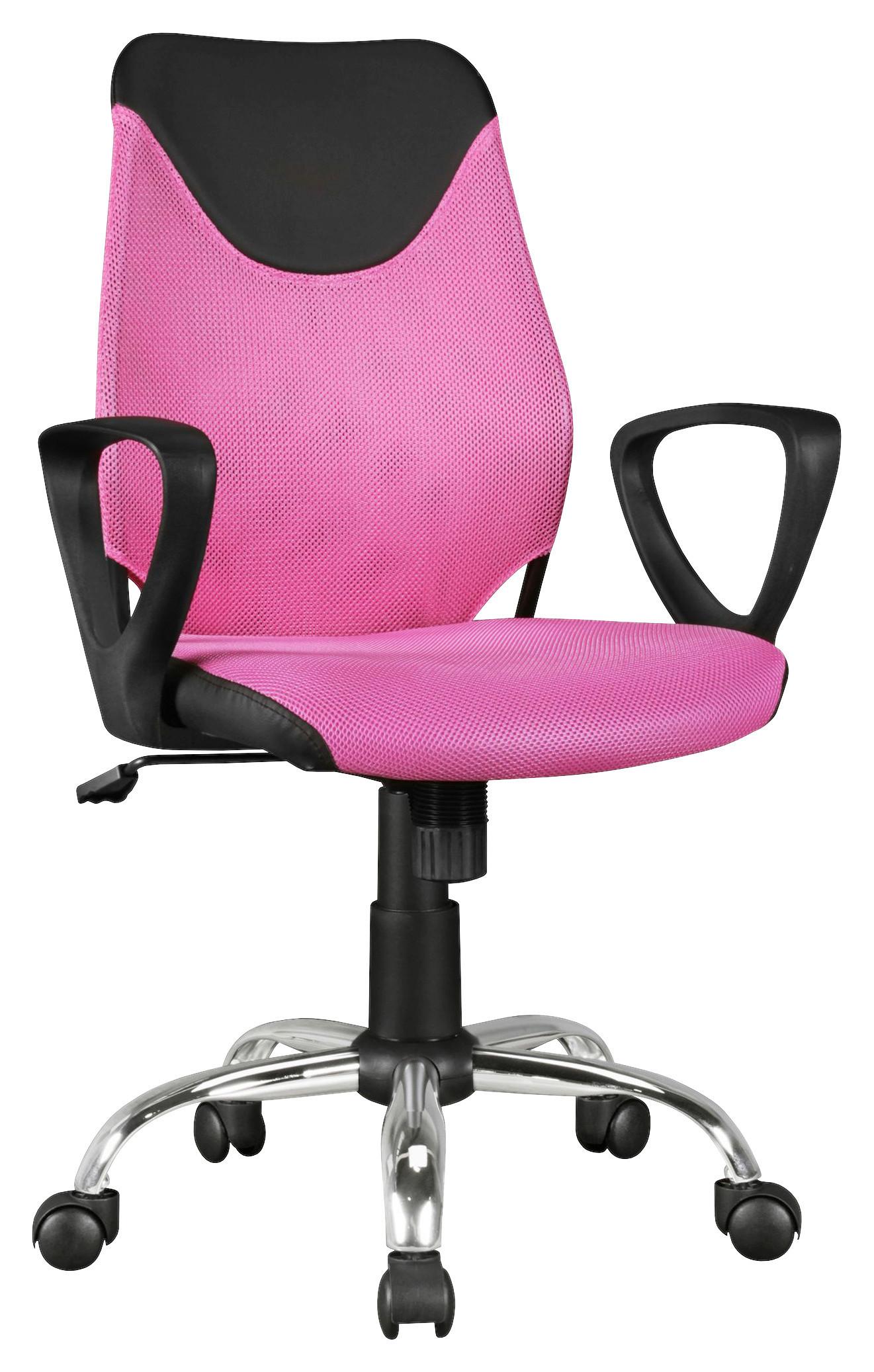 Jugenddrehstuhl Kika Mit Armstützen Pink Bis 60 Kg - Chromfarben/Pink, MODERN, Kunststoff/Metall (60/105/60cm) - MID.YOU