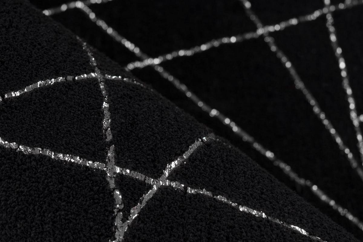 Teppich Bijou Schwarz/Silberfarben, 80x150cm - Silberfarben/Schwarz, KONVENTIONELL, Textil (80/150cm)