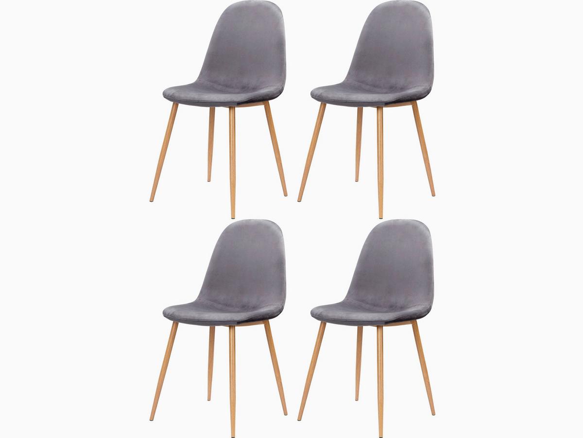 Stuhl-Set Monza Anthrazit/ Eiche Dekor B: 44cm 4--Teilig - Eichefarben/Anthrazit, Design, Textil/Metall (44/87/51cm) - MID.YOU