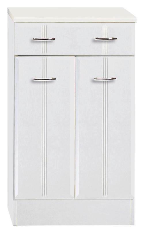 Unterschrank mit Lade Rallye B: 50cm Weiß Dekor - Weiß, KONVENTIONELL, Holzwerkstoff (50/84/35cm) - Held
