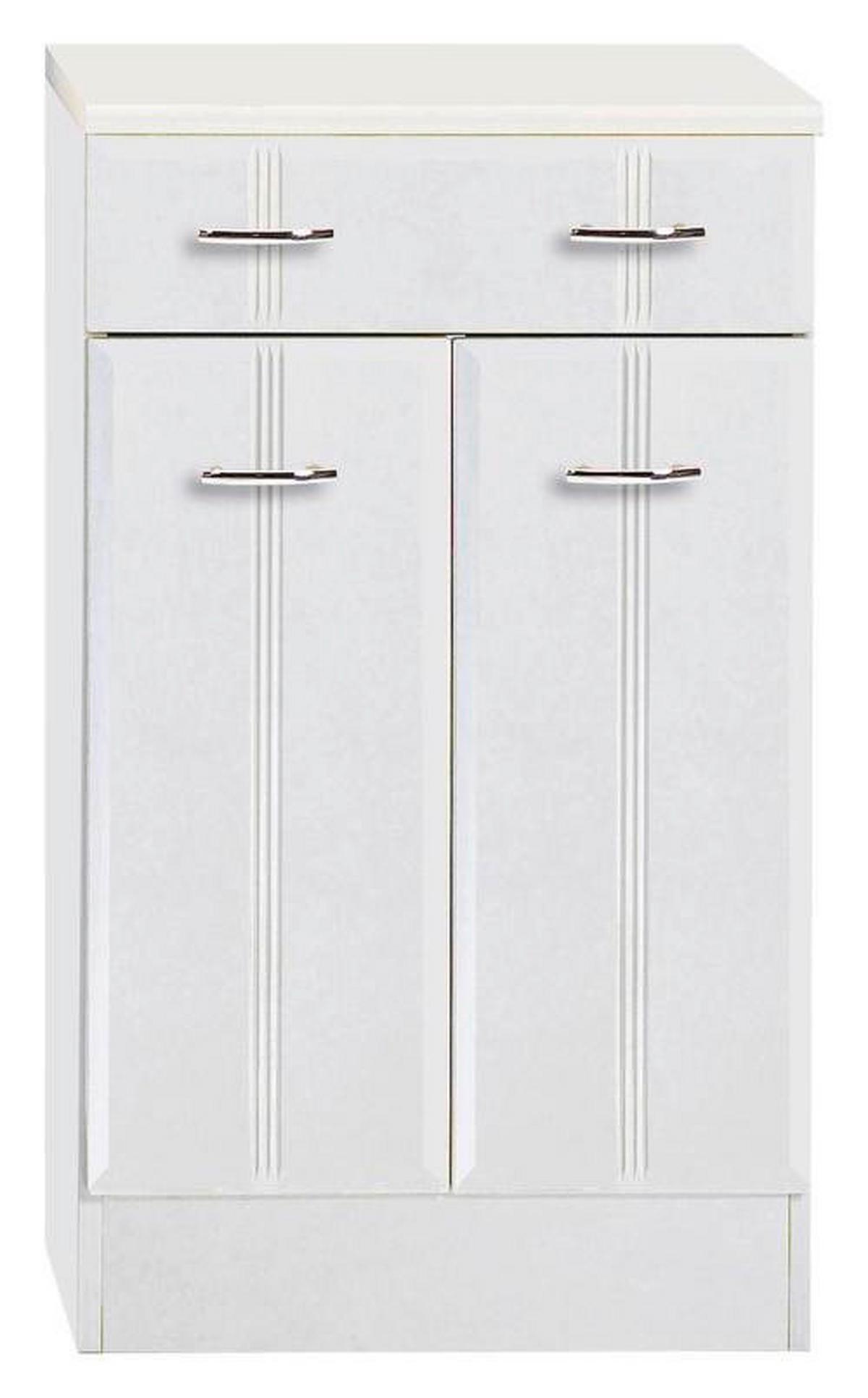 Unterschrank mit Lade Rallye B: 50cm Weiß Dekor - Weiß, KONVENTIONELL, Holzwerkstoff (50/84/35cm) - Held