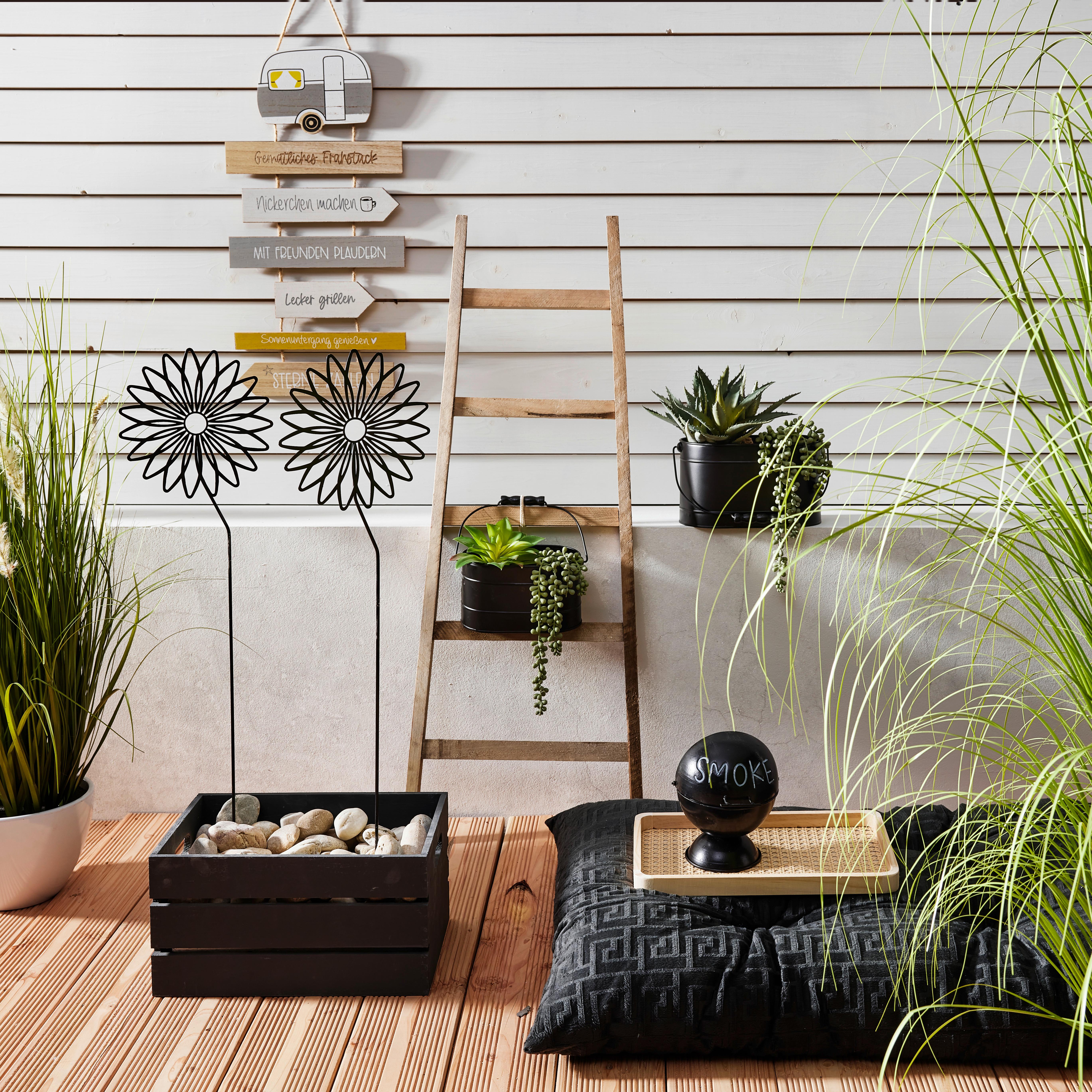 Dekofigur Leiter H: 100 cm Holz für Indoor - Braun, MODERN, Holz (100cm) - Luca Bessoni