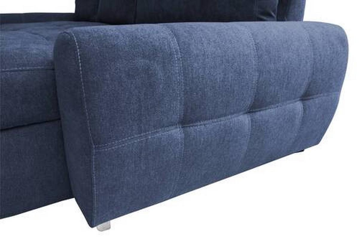 Ecksofa Mit Schlaffunktion Solar Dunkelblau 277x175 Cm - Chromfarben/Dunkelblau, Design, Textil (277/175cm) - Livetastic