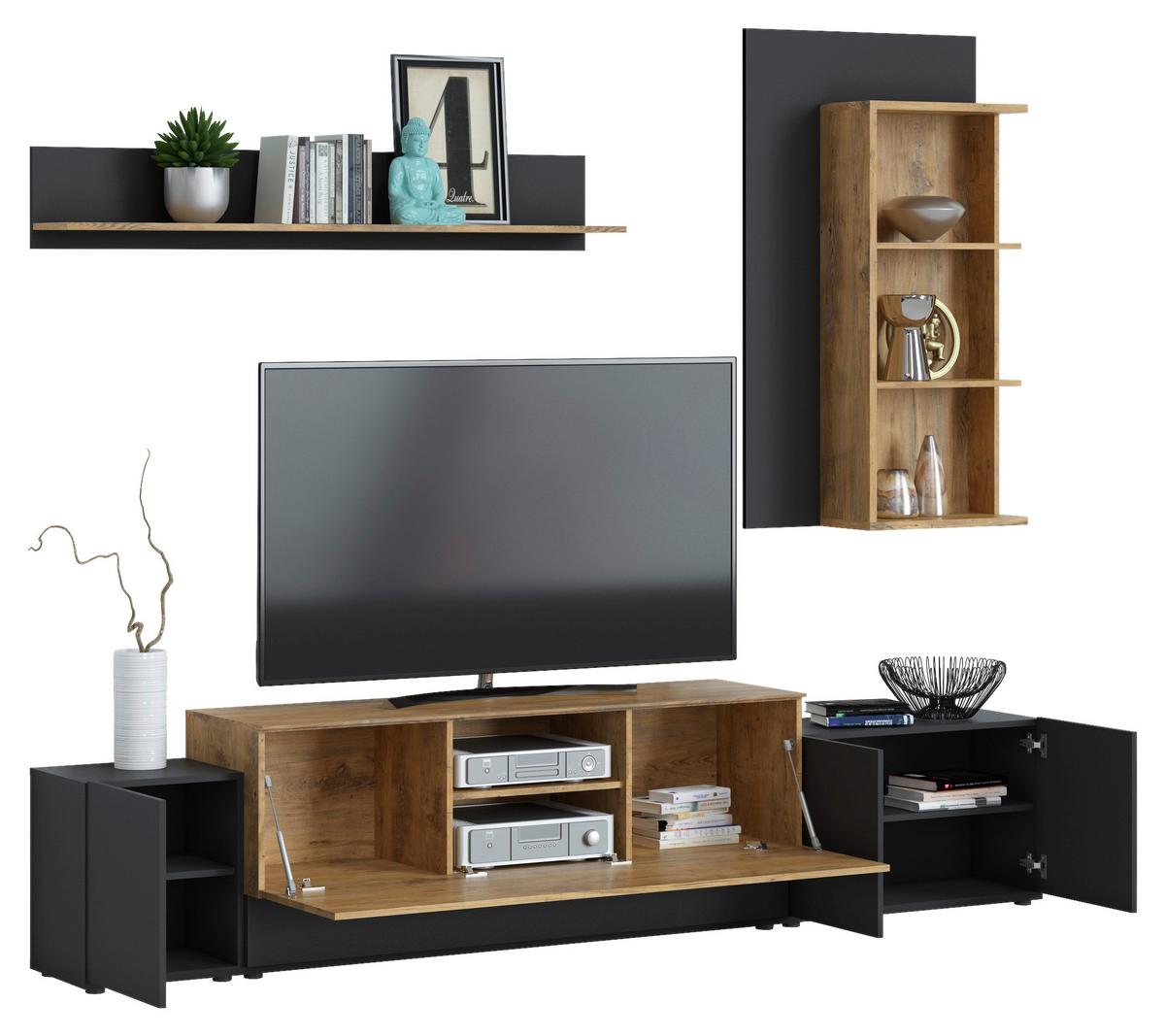 Nappali Szekrénysor Canora - Modern, faalapú anyag (270/220/42cm)