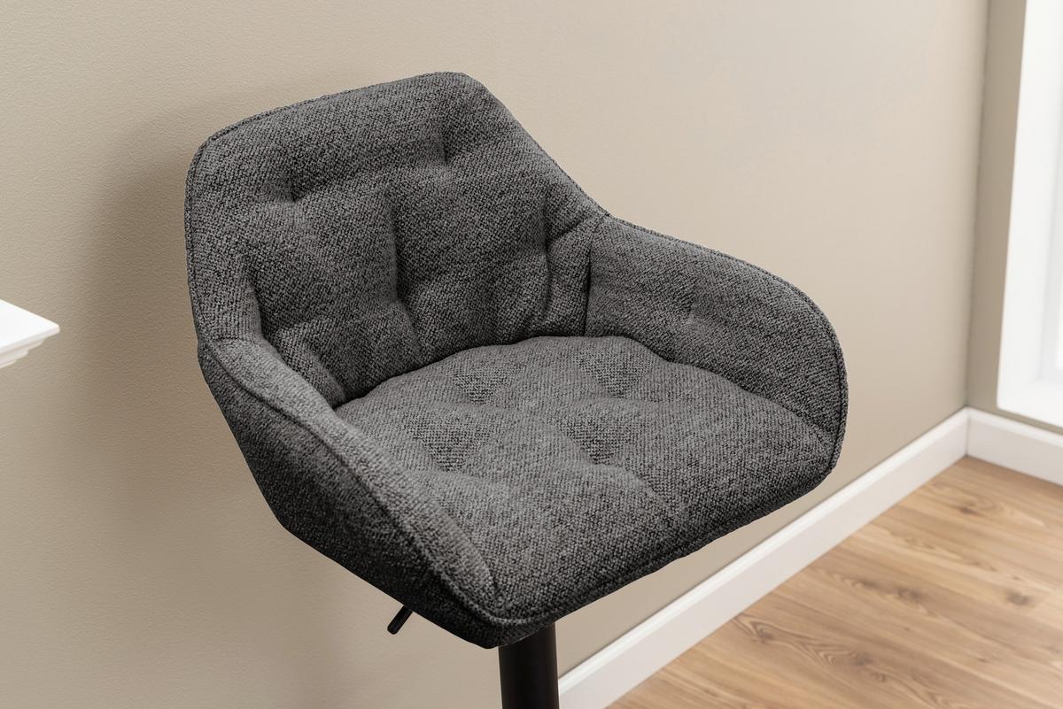 Barhocker Brooke - Anthrazit/Schwarz, Design, Textil/Metall (57/63-84/53cm) - MID.YOU