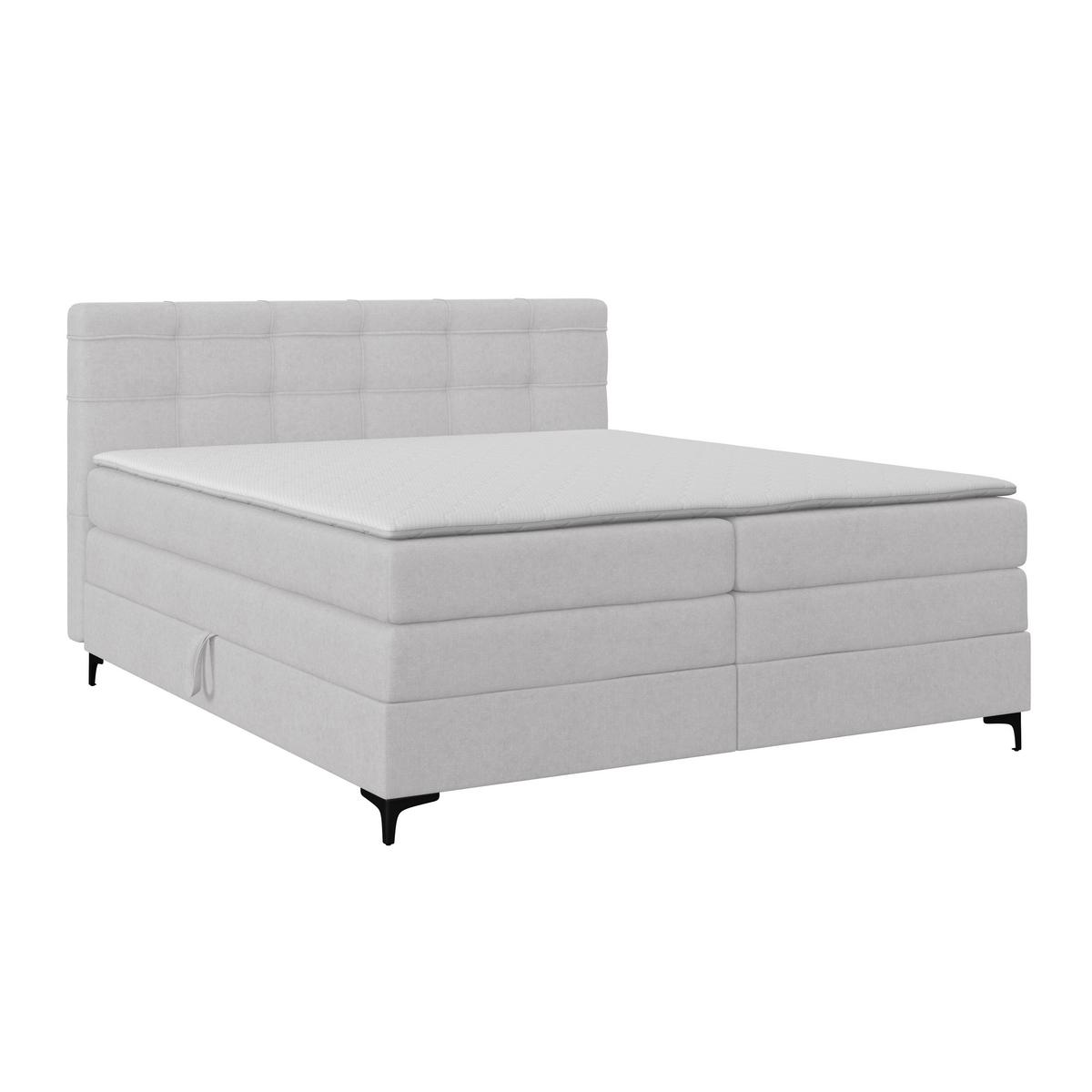 Boxspringbett MITTO Silberfarben 180x200 cm - Silberfarben/Schwarz, KONVENTIONELL, Textil/Metall (180/200cm)