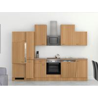 Küchenzeile Nano M. Geräten 310 Cm Buche/creme Dekor - Beige/Buchefarben, MODERN, Holzwerkstoff (310cm) - FlexWell