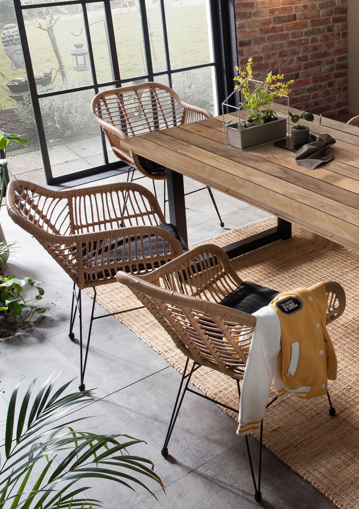 Esstisch Schwarz, Naturfarben L: 200cm - Schwarz/Naturfarben, Design, Holz/Metall (200/100/77cm) - Livetastic