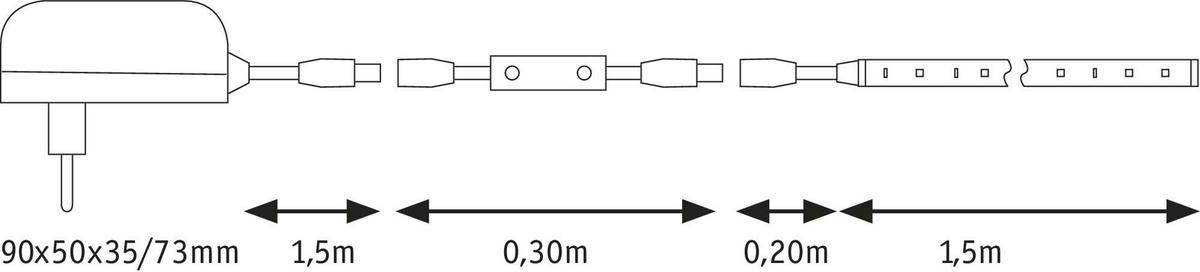 Led-streifen L: 1,5m Dimmbar - Weiß, Basics, Kunststoff (150cm) - Paulmann