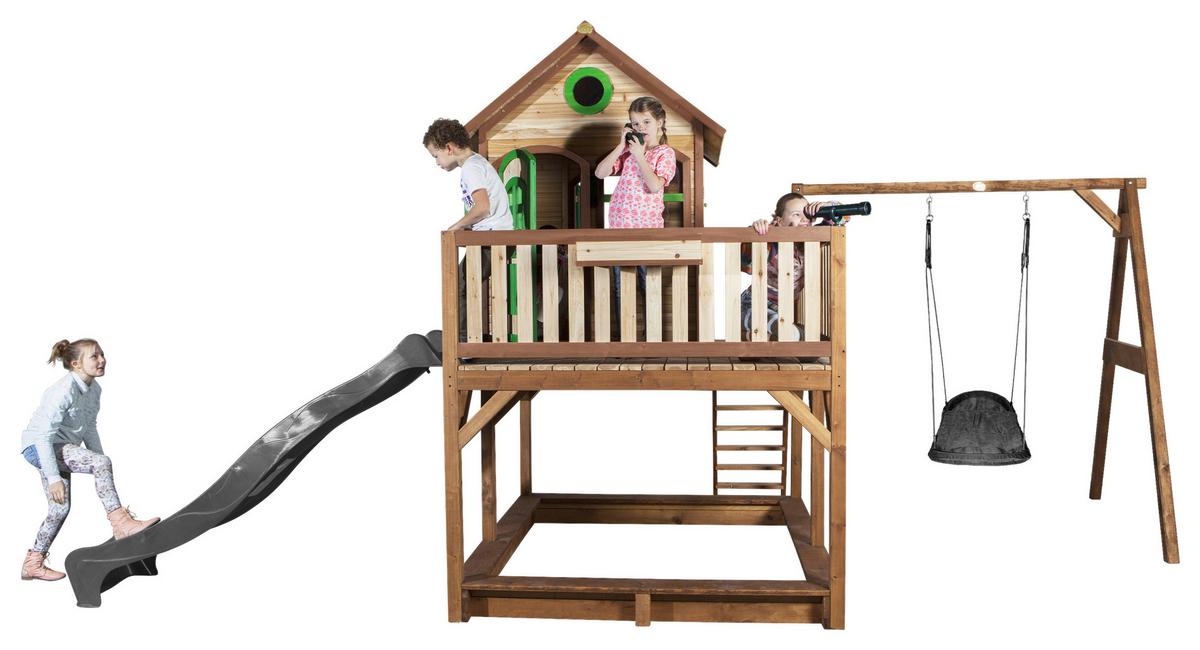 Spielturm A030.158.80 - Braun/Grau, KONVENTIONELL, Holz (613/291/277cm) - Ambia Garden