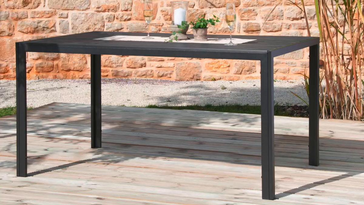 Gartentisch Milano Aluminiumguss L 150cm - Dunkelgrau/Schwarz, MODERN, Kunststoff/Metall (150/74/90cm) - Beldano