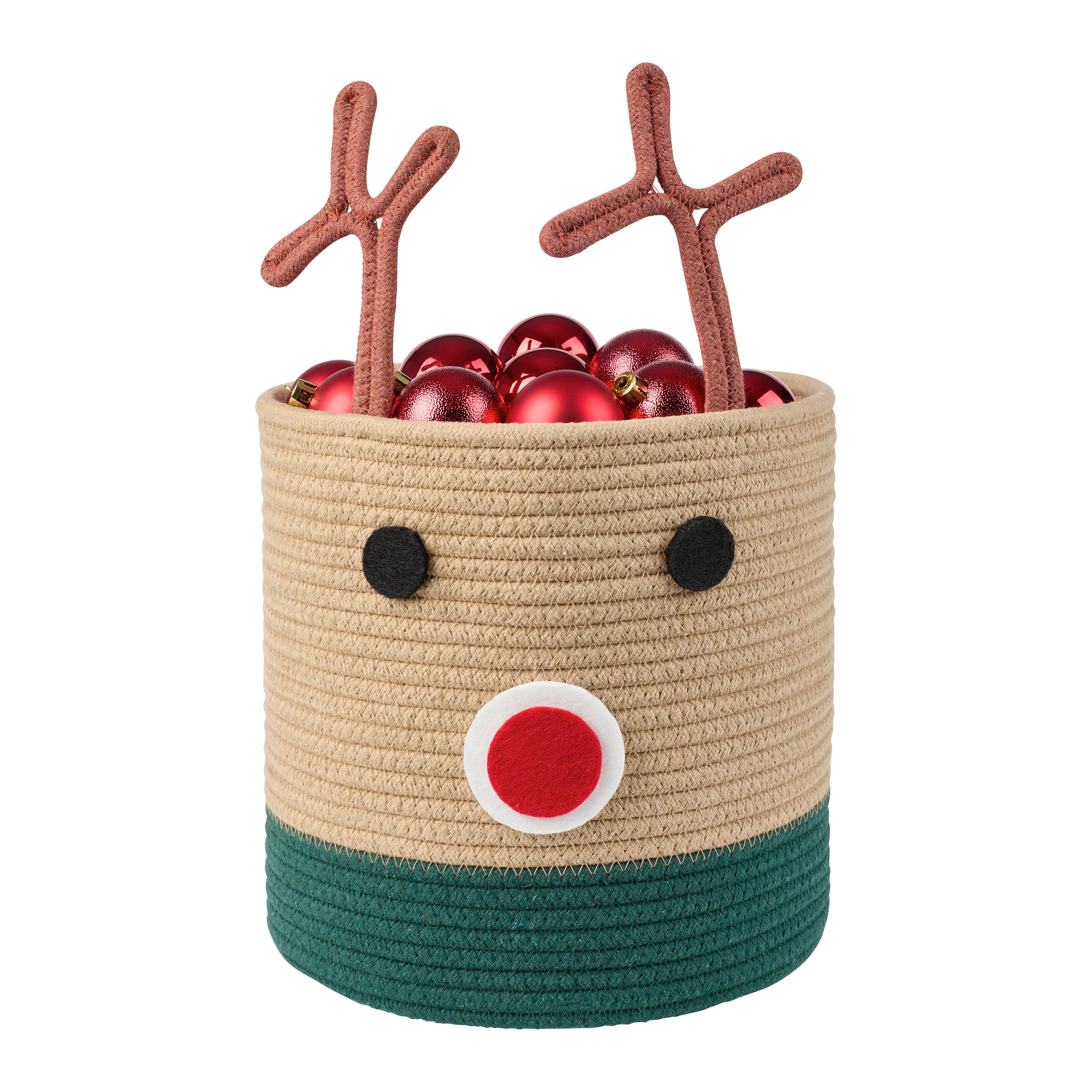 Koš TRIXI - zelená/světle červená, textil (25/25cm) - Mömax